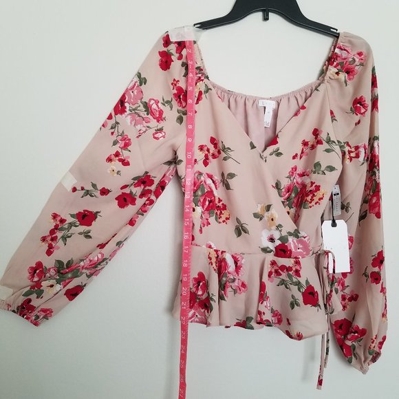Leith Nordstrom, New Floral Wrap Top, Pink/Blush - Picture 4 of 8